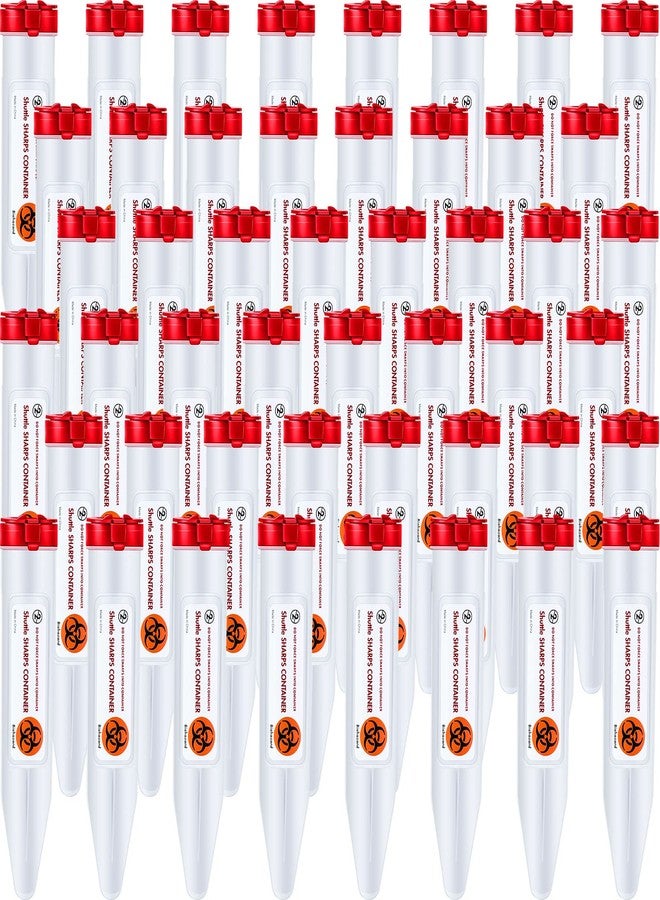 Fabbay 48 Count Portable Transportable Sharps Container with Locking Mechanism Travel Small Single Use Syringe Needle Disposal Containers, 6.5 x 1.38 Inch - Image 1